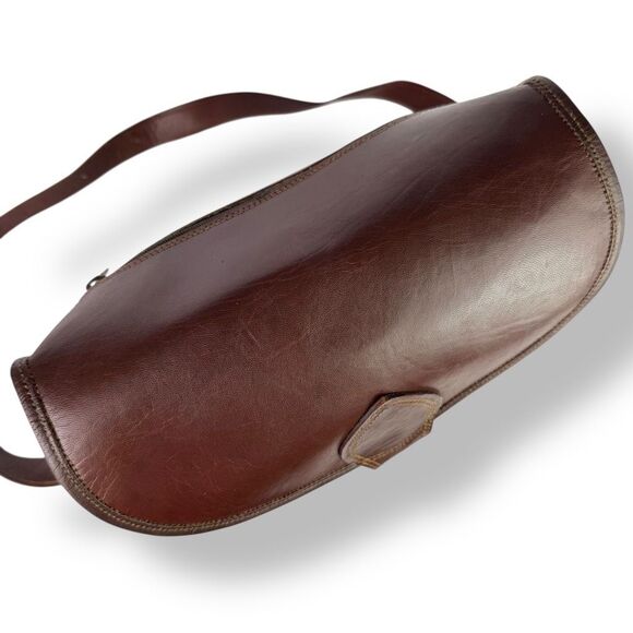 Vintage Distressed Handmade Rugged Rustic Saddle Bag Crossbody Buffalo Leather - Picture 6 of 13